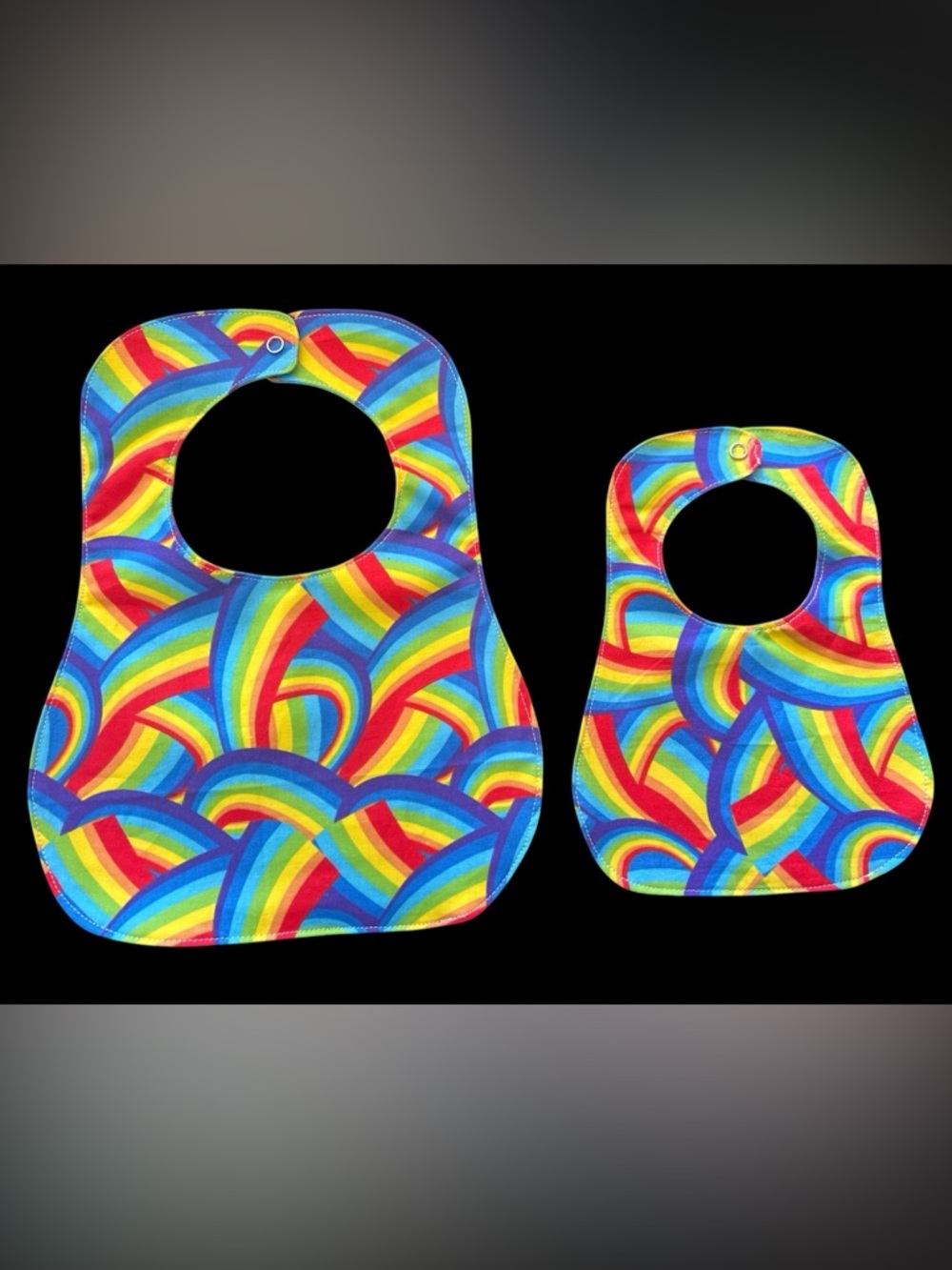 Rainbow Wave Baby Bibs - Vibrant Multicolor Rainbow Print